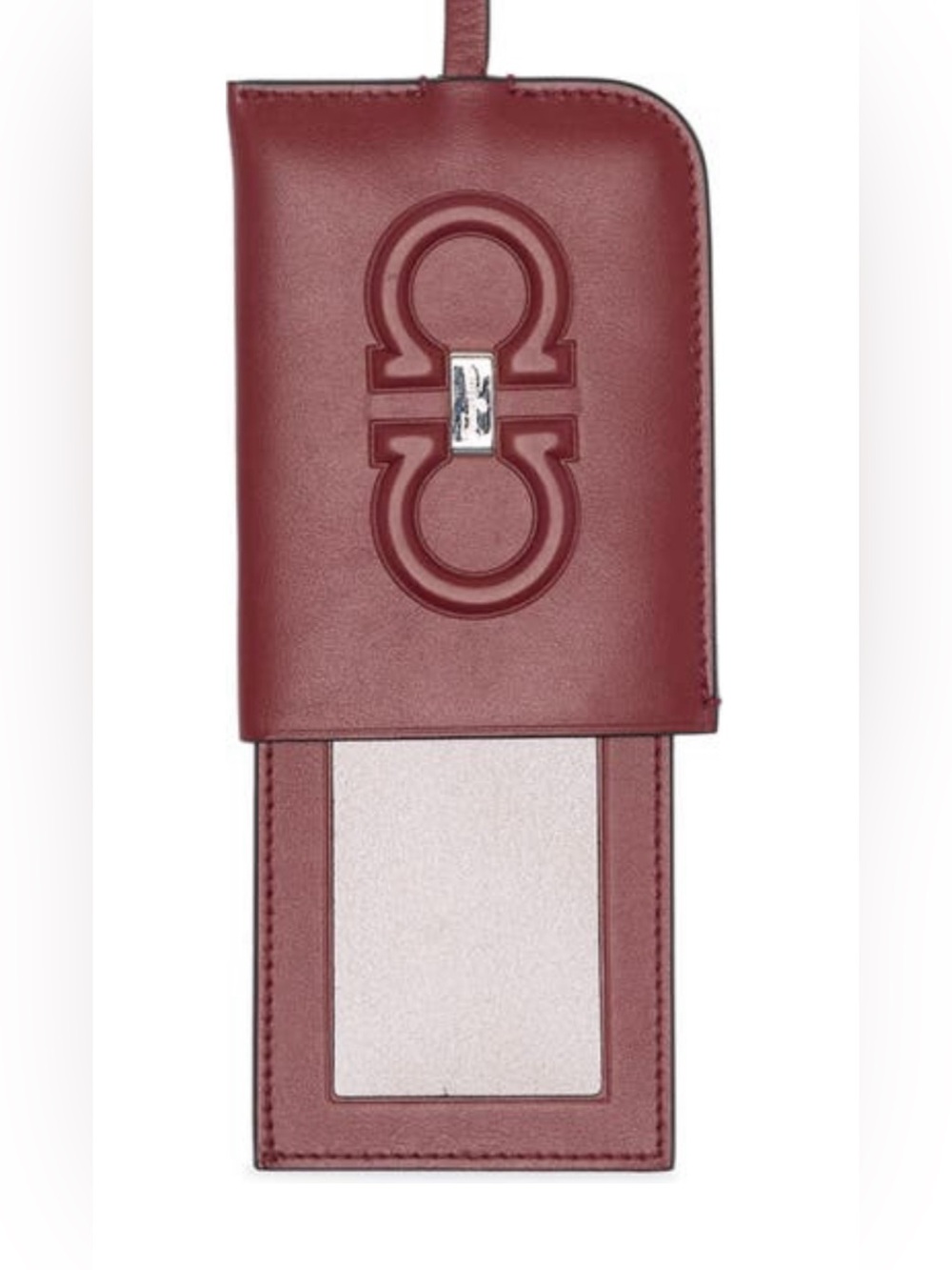 Salvatore Ferragamo Firenze Logo Leather Luggage Tag Card Holder NEW!